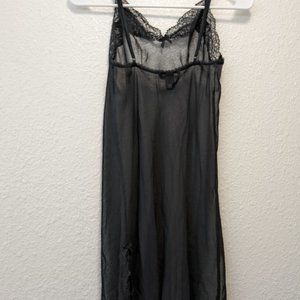 Victoria's Secret black sheer chemise with lace trim, size small